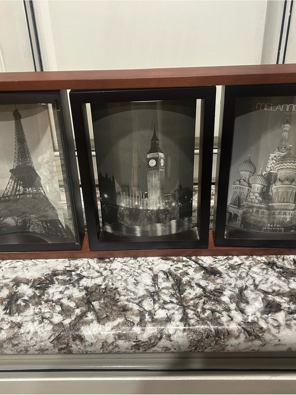 Wooden Revolving Photo Frame with Black Insets - Brown/Black